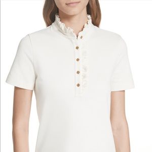 Tory Burch Emily Ruffle Pique Polo